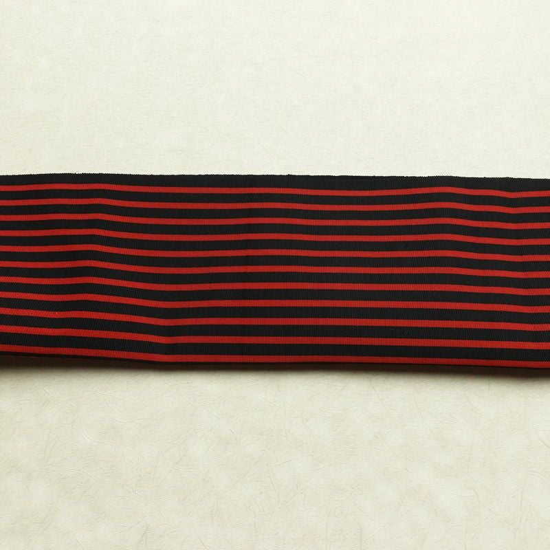 名古屋帯 全通柄 良品 正絹 縞柄・線柄 松葉仕立て なごや帯 リサイクル帯 帯 黒_画像14