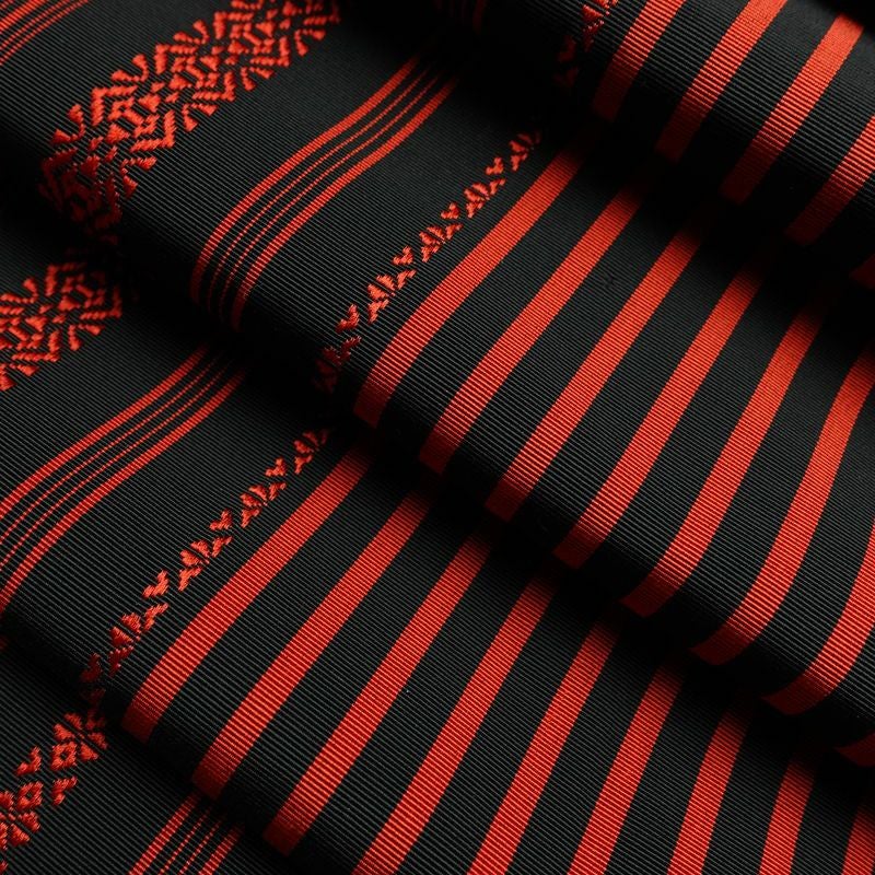 名古屋帯 全通柄 良品 正絹 縞柄・線柄 松葉仕立て なごや帯 リサイクル帯 帯 黒_画像19