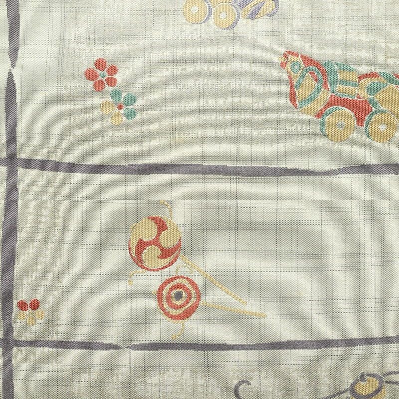 名古屋帯 六通柄 正絹 古典柄 松葉仕立て なごや帯 リサイクル帯 帯 グレー_画像2