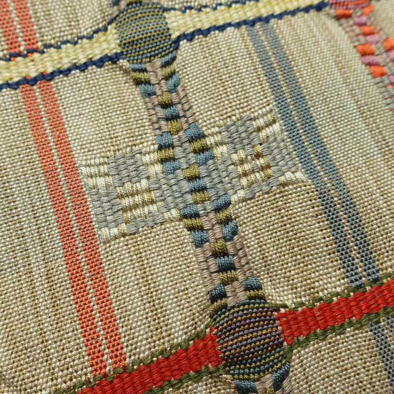 名古屋帯 六通柄 正絹 縞柄・線柄 名古屋仕立て なごや帯 リサイクル帯 帯 ベージュ_画像3