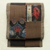 名古屋帯 太鼓柄 美品 正絹 幾何学柄・抽象柄 松葉仕立て なごや帯 リサイクル帯 帯 金糸 モダン 茶_画像1