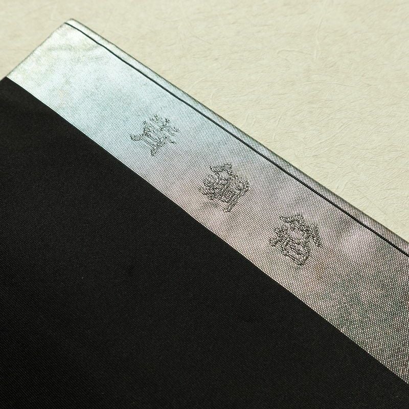 名古屋帯 青銅箔 太鼓柄 良品 正絹 人物・動物柄 名古屋仕立て なごや帯 リサイクル帯 帯 引箔 黒_画像17