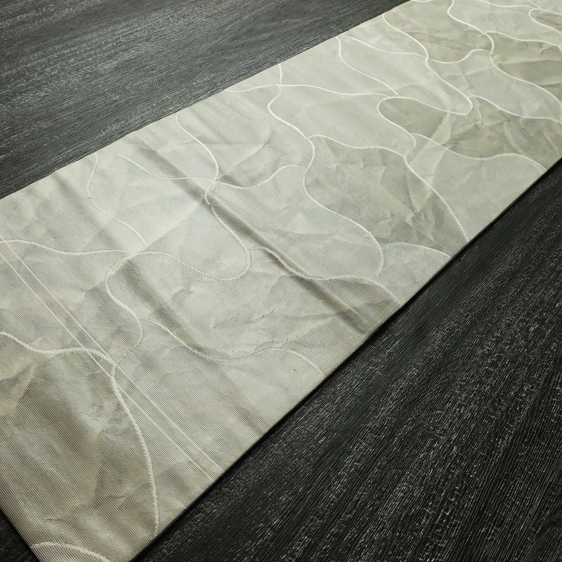 名古屋帯 六通柄 正絹 古典柄 名古屋仕立て なごや帯 リサイクル帯 帯 グレー_画像7