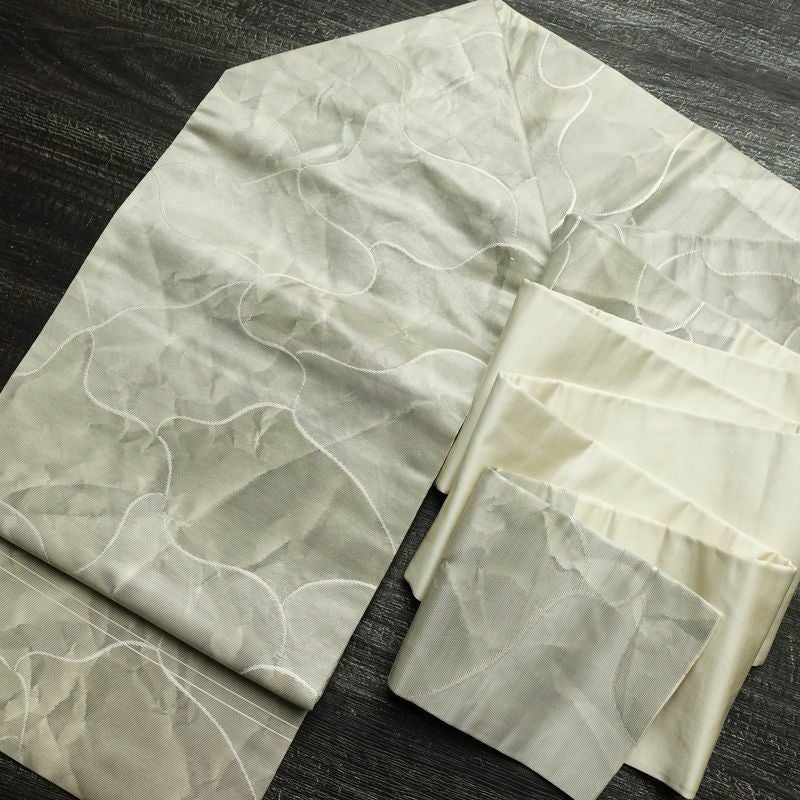 名古屋帯 六通柄 正絹 古典柄 名古屋仕立て なごや帯 リサイクル帯 帯 グレー_画像18