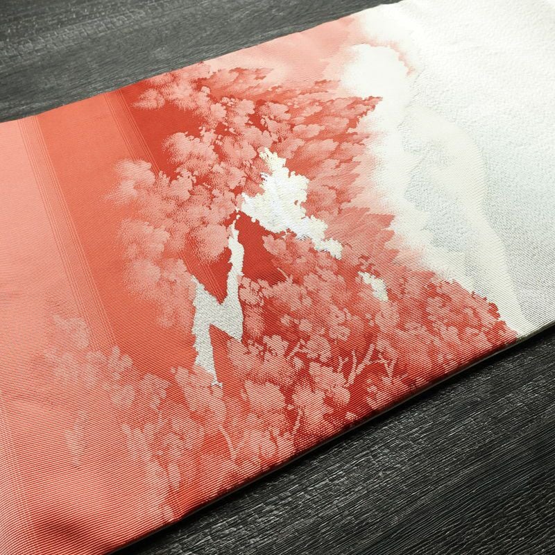 名古屋帯 太鼓柄 良品 正絹 風景柄 名古屋仕立て なごや帯 リサイクル帯 帯 金糸 銀糸 白_画像12