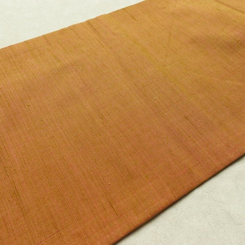 名古屋帯 全通柄 良品 正絹 無地 名古屋仕立て なごや帯 リサイクル帯 帯 シンプル 茶_画像10