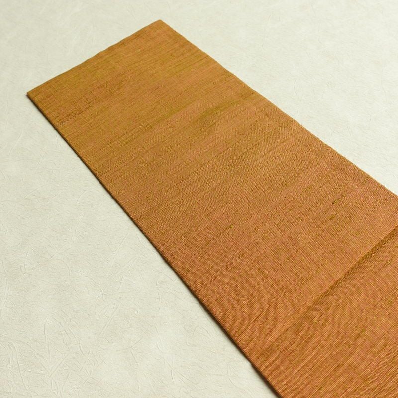 名古屋帯 全通柄 良品 正絹 無地 名古屋仕立て なごや帯 リサイクル帯 帯 シンプル 茶_画像14