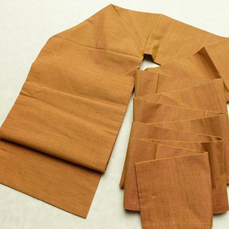 名古屋帯 全通柄 良品 正絹 無地 名古屋仕立て なごや帯 リサイクル帯 帯 シンプル 茶_画像15