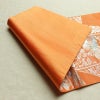 名古屋帯 六通柄 良品 正絹 花柄 松葉仕立て なごや帯 リサイクル帯 帯 橙_画像9