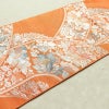 名古屋帯 六通柄 良品 正絹 花柄 松葉仕立て なごや帯 リサイクル帯 帯 橙_画像11