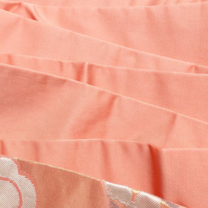 名古屋帯 六通柄 良品 正絹 花柄 名古屋仕立て なごや帯 リサイクル帯 帯 引箔 ピンク_画像18