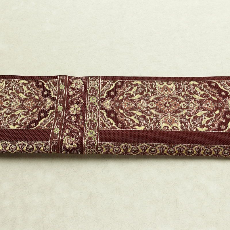 名古屋帯 六通柄 正絹 幾何学柄・抽象柄 松葉仕立て なごや帯 リサイクル帯 帯 茶_画像13