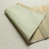 名古屋帯 六通柄 良品 正絹 幾何学柄・抽象柄 名古屋仕立て なごや帯 リサイクル帯 帯 箔 緑・うぐいす色_画像10