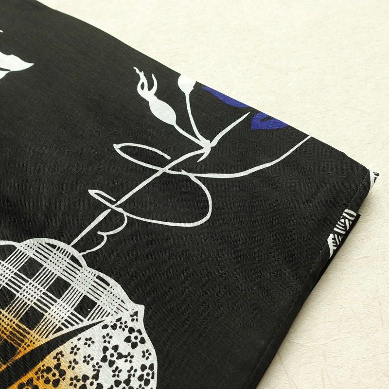 新品 浴衣 帯 2点セット 女性用 綿 平織 古典柄 浴衣 半幅帯 未使用品 朝顔 黒_画像6