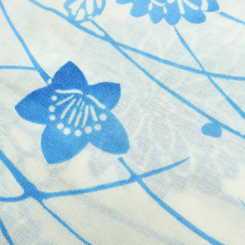 新品 浴衣 帯 2点セット 女性用 綿 平織 古典柄 浴衣 半幅帯 未使用品 白 上品 つゆ芝 菊 モダン