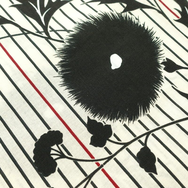 [訳あり]新品 浴衣 帯 2点セット 女性用 綿 平織 古典柄 浴衣 半幅帯 未使用品 アザミ 黒 生成り_画像6