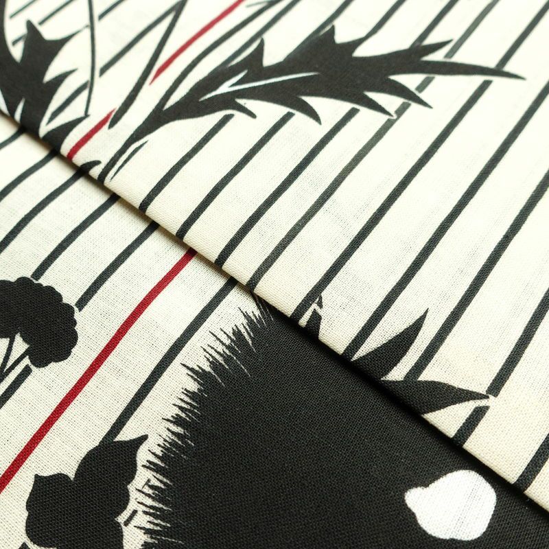 [訳あり]新品 浴衣 帯 2点セット 女性用 綿 平織 古典柄 浴衣 半幅帯 未使用品 アザミ 黒 生成り_画像11