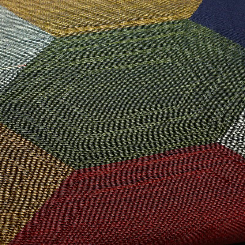 名古屋帯 六通柄 良品 正絹 亀甲柄 名古屋仕立て なごや帯 リサイクル帯 帯 青・紺_画像3