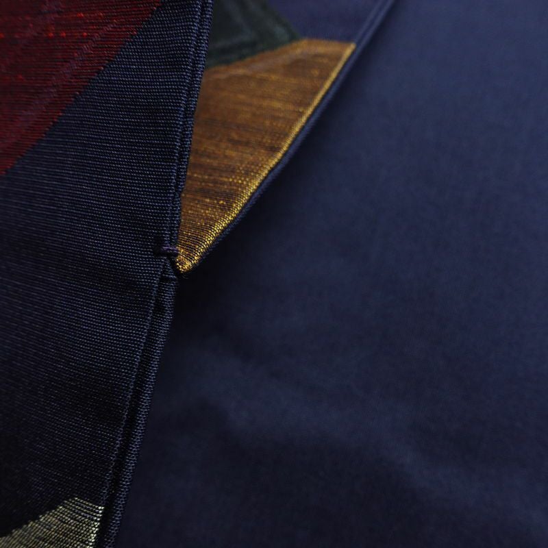 名古屋帯 六通柄 良品 正絹 亀甲柄 名古屋仕立て なごや帯 リサイクル帯 帯 青・紺_画像20