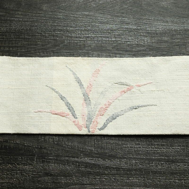 名古屋帯 渡文 西陣織 手織 太鼓柄 証紙あり 正絹 木の葉・植物柄 名古屋仕立て なごや帯 リサイクル帯 帯 白_画像15