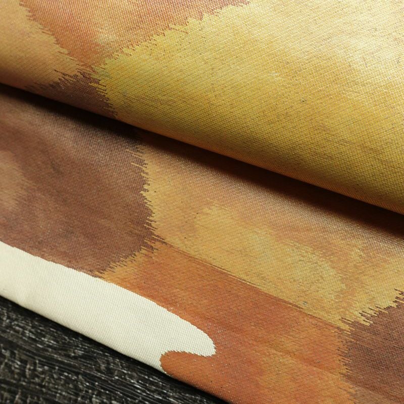 名古屋帯 太鼓柄 正絹 亀甲柄 通し仕立て なごや帯 リサイクル帯 帯 クリーム_画像6