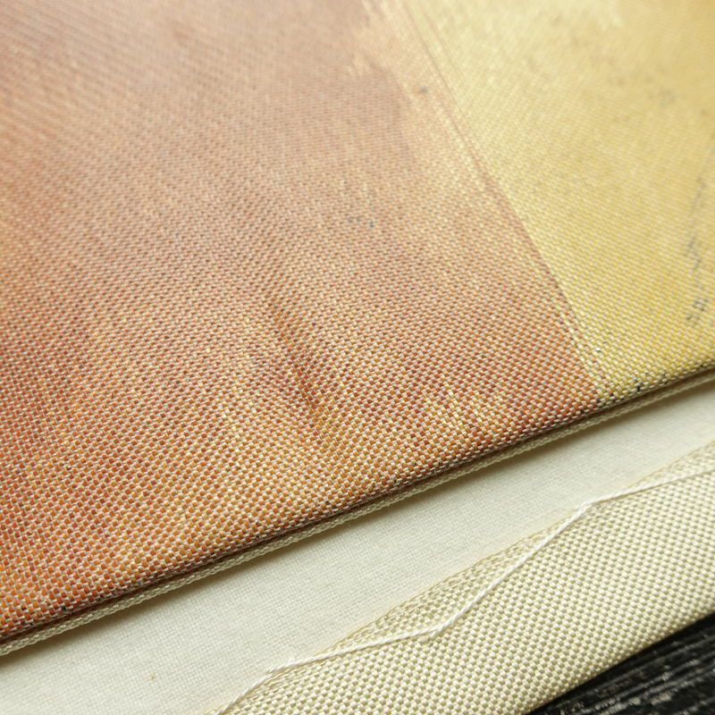 名古屋帯 太鼓柄 正絹 亀甲柄 通し仕立て なごや帯 リサイクル帯 帯 クリーム_画像12