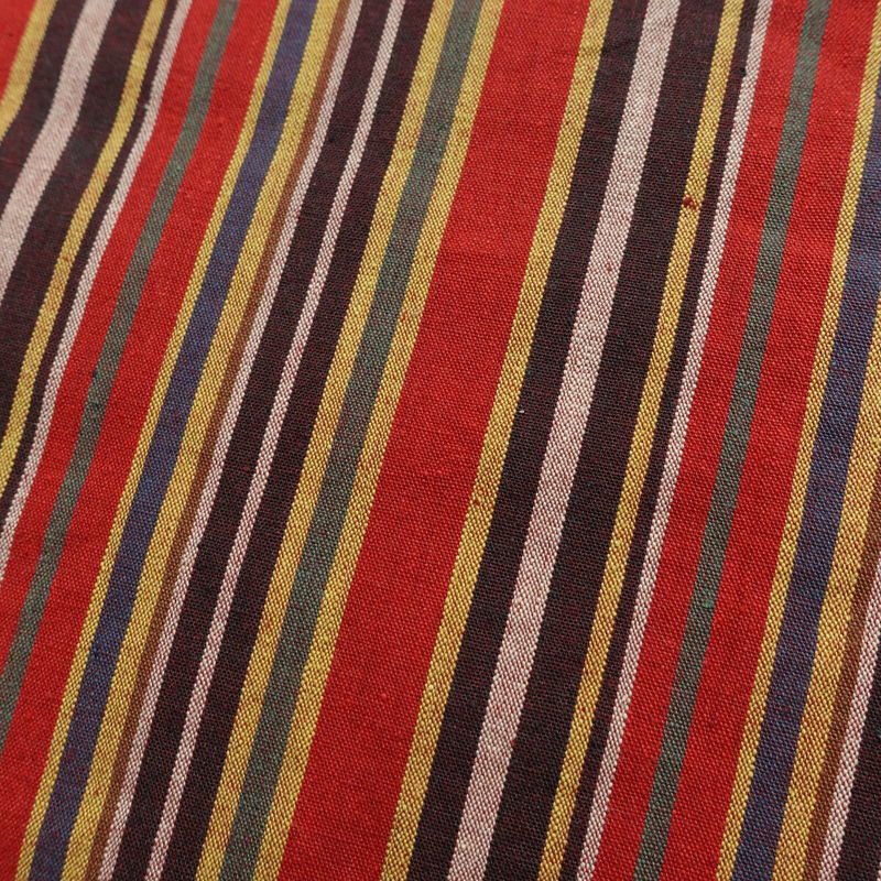 名古屋帯 全通柄 良品 正絹 縞柄・線柄 通し仕立て なごや帯 リサイクル帯 帯 カジュアル 赤・朱_画像3