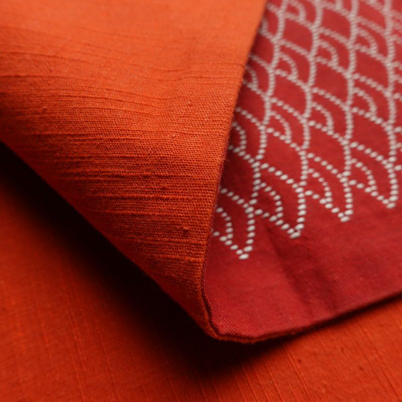 名古屋帯 全通柄 良品 正絹 縞柄・線柄 通し仕立て なごや帯 リサイクル帯 帯 カジュアル 赤・朱_画像10