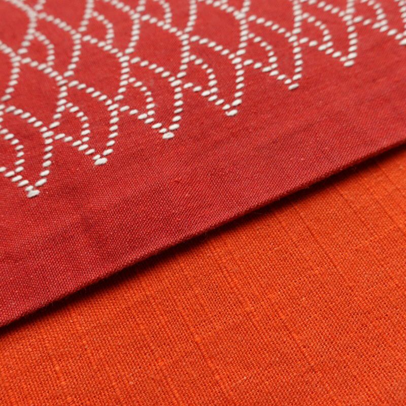 名古屋帯 全通柄 良品 正絹 縞柄・線柄 通し仕立て なごや帯 リサイクル帯 帯 カジュアル 赤・朱_画像13