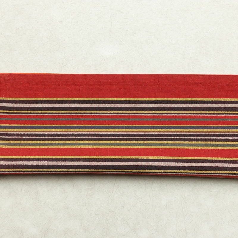 名古屋帯 全通柄 良品 正絹 縞柄・線柄 通し仕立て なごや帯 リサイクル帯 帯 カジュアル 赤・朱_画像15