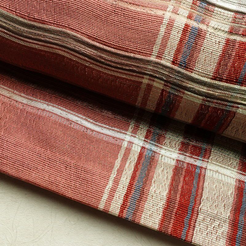 名古屋帯 六通柄 良品 正絹 縞柄・線柄 通し仕立て なごや帯 リサイクル帯 帯 カジュアル ピンク_画像7