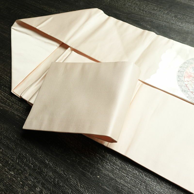 名古屋帯 太鼓柄 正絹 花柄 名古屋仕立て なごや帯 リサイクル帯 帯 箔 ピンク_画像21