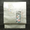 名古屋帯 プラチナ箔 太鼓柄 良品 正絹 花柄 名古屋仕立て なごや帯 リサイクル帯 帯 箔 上品 金・銀_画像1