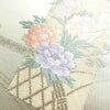 名古屋帯 プラチナ箔 太鼓柄 良品 正絹 花柄 名古屋仕立て なごや帯 リサイクル帯 帯 箔 上品 金・銀_画像5
