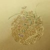 名古屋帯 太鼓柄 美品 スワトウ刺繍 正絹 木の葉・植物柄 名古屋仕立て なごや帯 リサイクル帯 帯 刺繍 シンプル おしゃれ 黄・黄土色_画像3