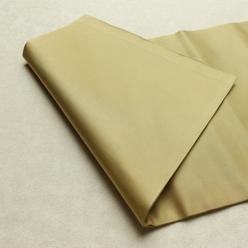 名古屋帯 太鼓柄 美品 スワトウ刺繍 正絹 木の葉・植物柄 名古屋仕立て なごや帯 リサイクル帯 帯 刺繍 シンプル おしゃれ 黄・黄土色_画像9