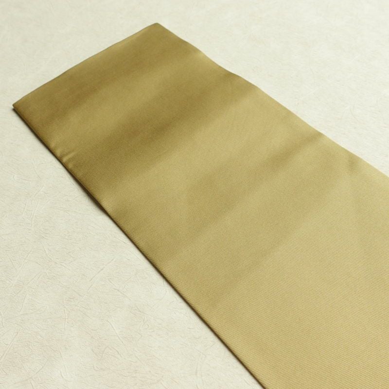 名古屋帯 太鼓柄 美品 スワトウ刺繍 正絹 木の葉・植物柄 名古屋仕立て なごや帯 リサイクル帯 帯 刺繍 シンプル おしゃれ 黄・黄土色_画像15