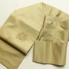 名古屋帯 太鼓柄 美品 スワトウ刺繍 正絹 木の葉・植物柄 名古屋仕立て なごや帯 リサイクル帯 帯 刺繍 シンプル おしゃれ 黄・黄土色_画像16