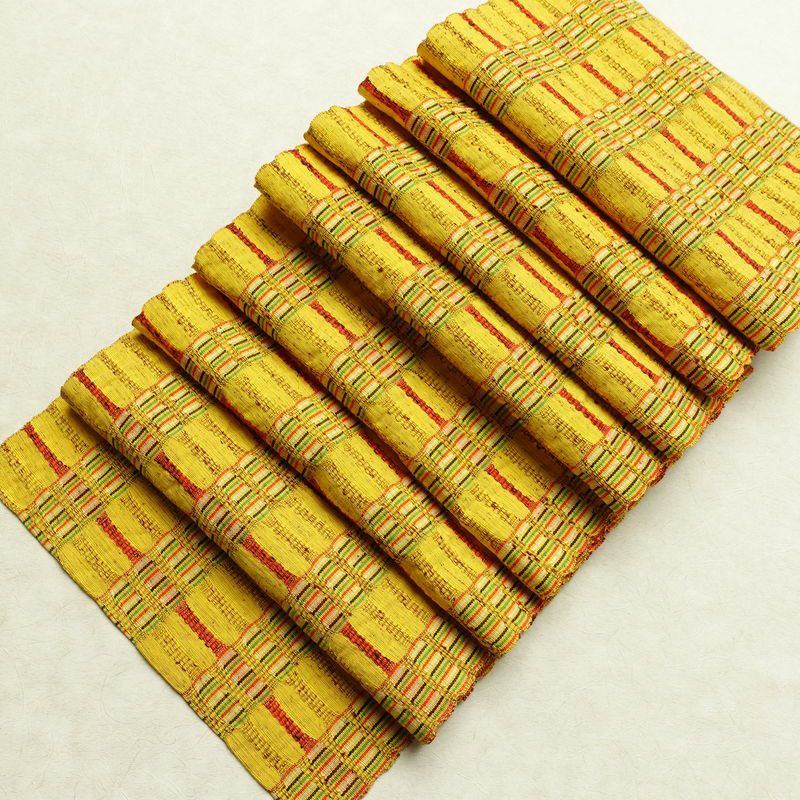 名古屋帯 全通柄 良品 正絹 縞柄・線柄 通し仕立て なごや帯 リサイクル帯 帯 カジュアル 黄・黄土色_画像17