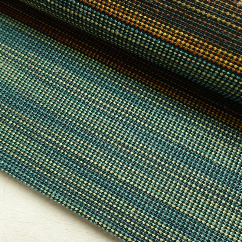 名古屋帯 六通柄 正絹 縞柄・線柄 通し仕立て なごや帯 リサイクル帯 帯 カジュアル 緑・うぐいす色_画像7