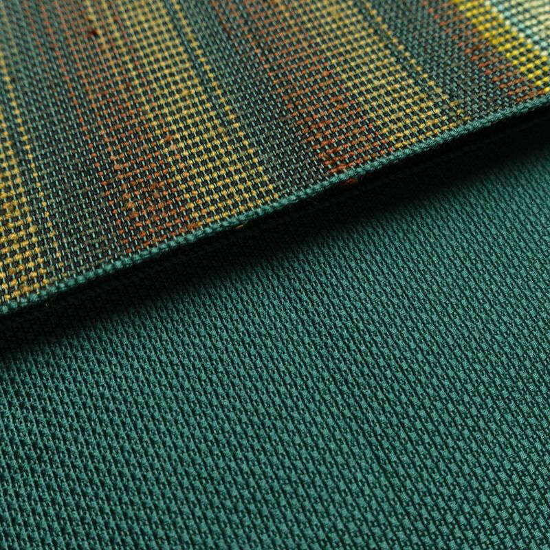 名古屋帯 六通柄 正絹 縞柄・線柄 通し仕立て なごや帯 リサイクル帯 帯 カジュアル 緑・うぐいす色_画像13