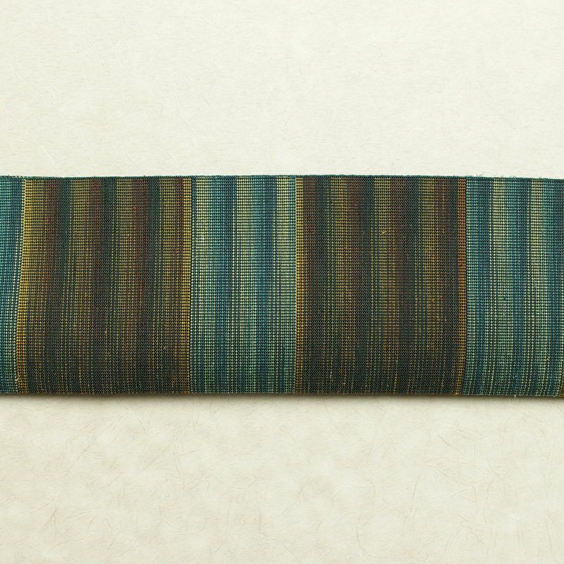 名古屋帯 六通柄 正絹 縞柄・線柄 通し仕立て なごや帯 リサイクル帯 帯 カジュアル 緑・うぐいす色_画像16