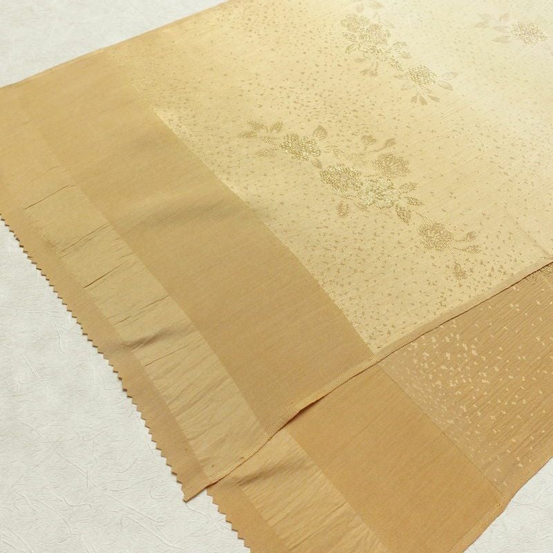 帯揚げ帯締めセット 美品 セット品 綸子 正絹 花柄 金糸 フォーマル 和装小物 黄・黄土色_画像4