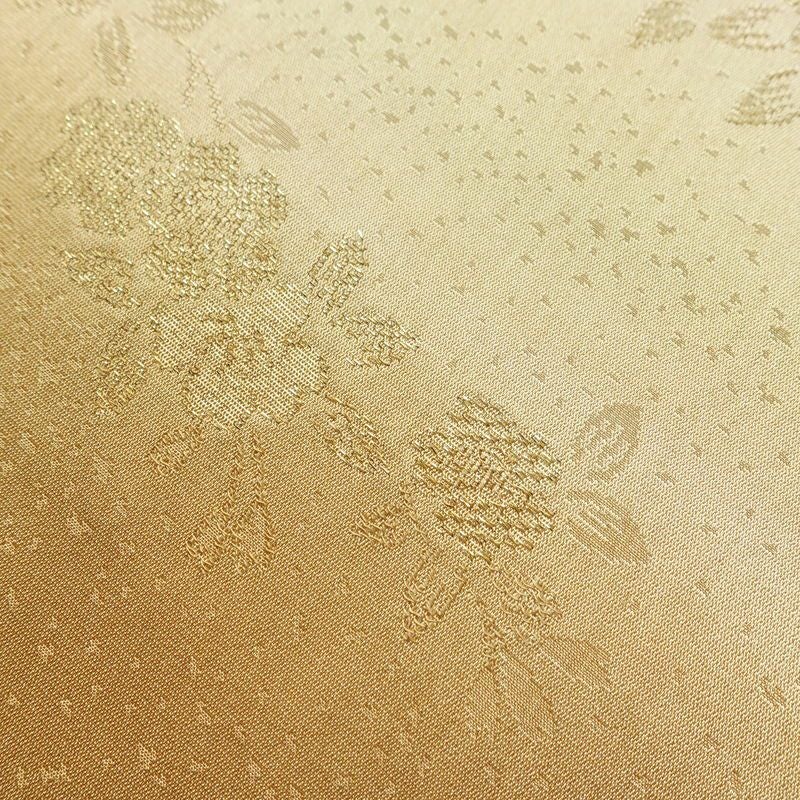 帯揚げ帯締めセット 美品 セット品 綸子 正絹 花柄 金糸 フォーマル 和装小物 黄・黄土色_画像10