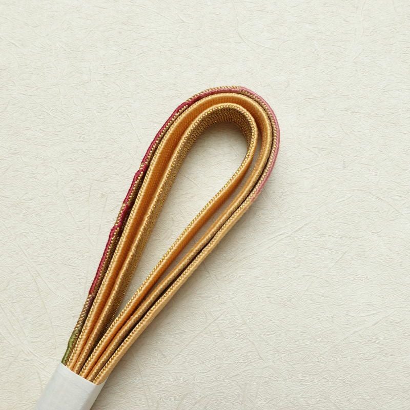 帯揚げ帯締めセット 美品 セット品 綸子 正絹 花柄 金糸 フォーマル 和装小物 黄・黄土色_画像14