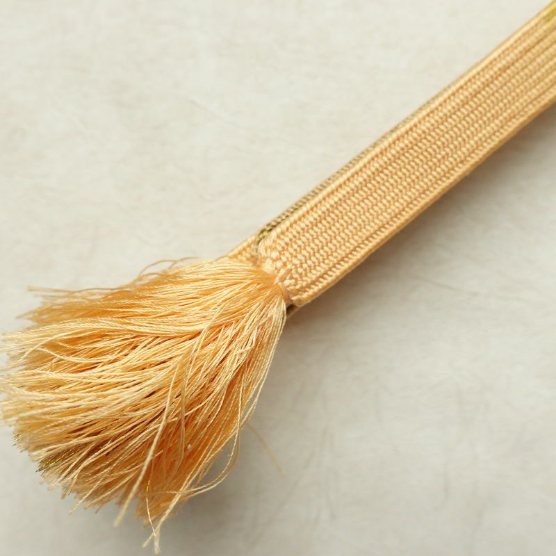 帯揚げ帯締めセット 美品 セット品 綸子 正絹 花柄 金糸 フォーマル 和装小物 黄・黄土色_画像17