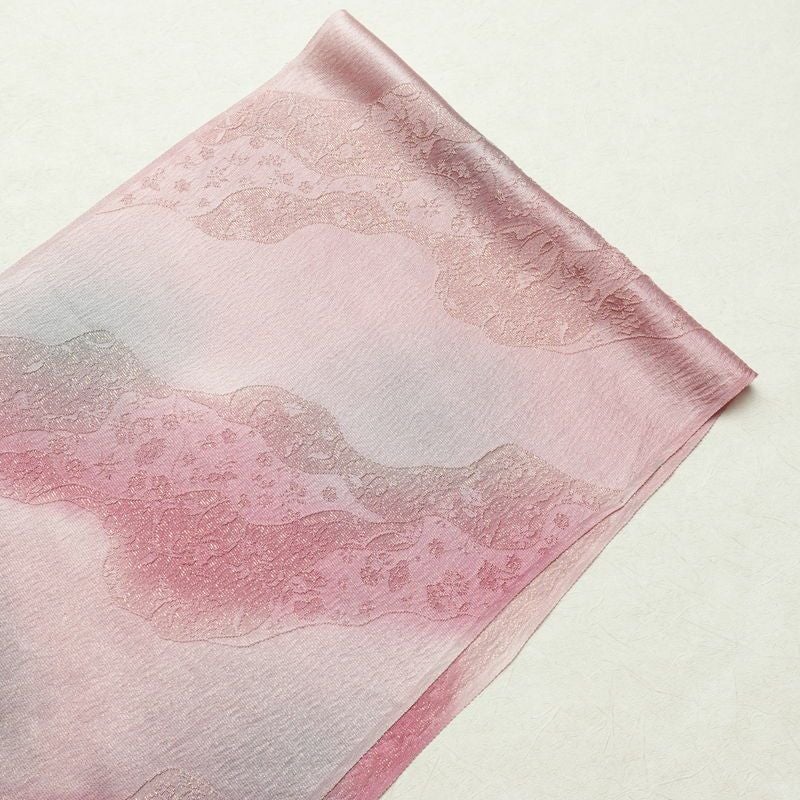 帯揚げ帯締めセット 良品 セット品 平組 正絹 花柄 金通し 和装小物 ピンク_画像2