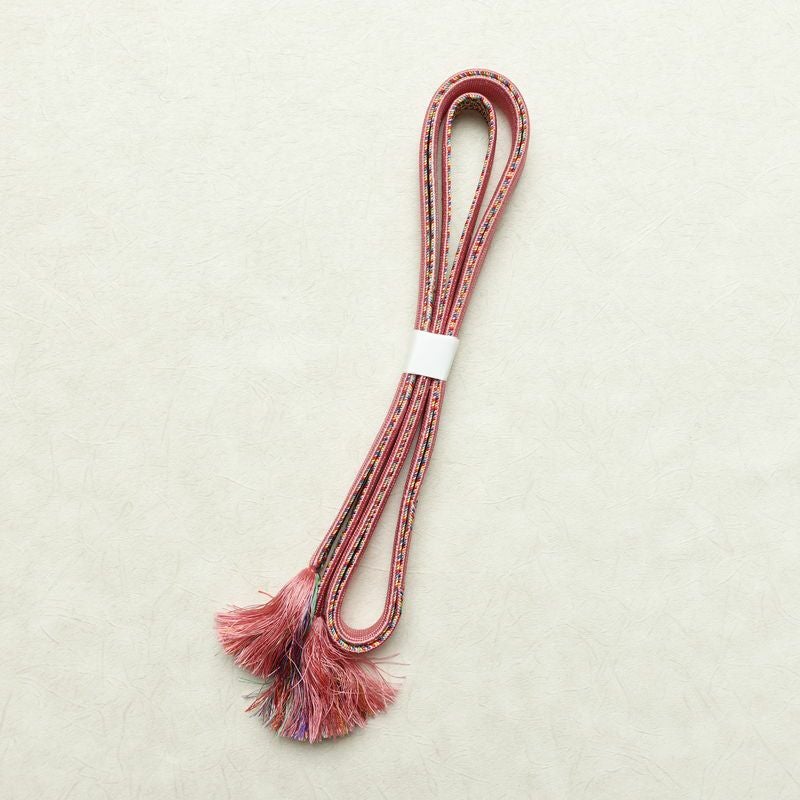 帯揚げ帯締めセット 良品 セット品 平組 正絹 花柄 金通し 和装小物 ピンク_画像13