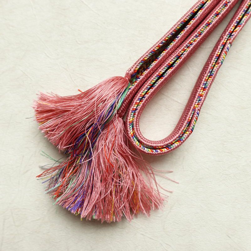 帯揚げ帯締めセット 良品 セット品 平組 正絹 花柄 金通し 和装小物 ピンク_画像15