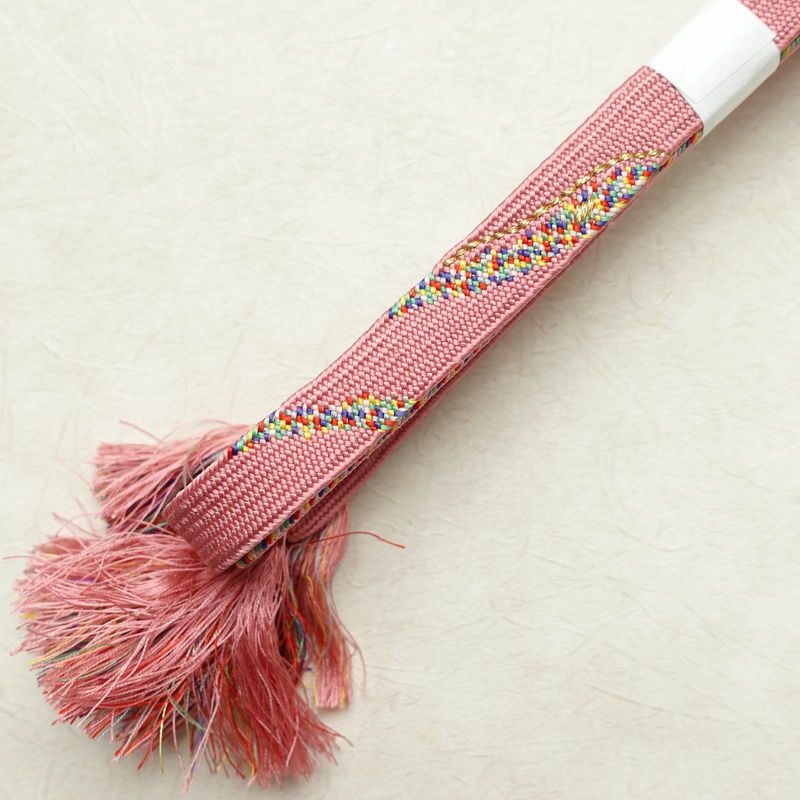帯揚げ帯締めセット 良品 セット品 平組 正絹 花柄 金通し 和装小物 ピンク_画像17
